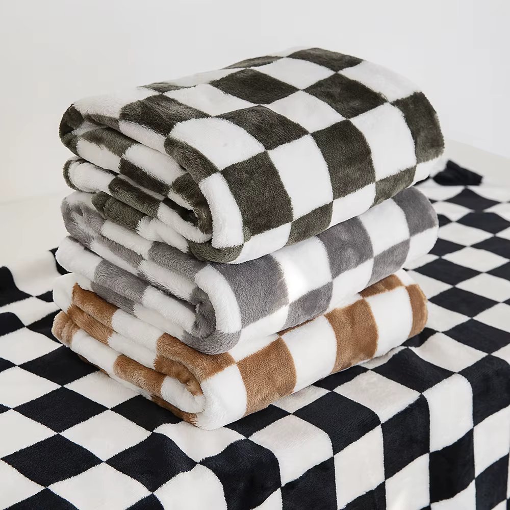 Check board blanket show Pama student microscopic mink check blanket knee blanket