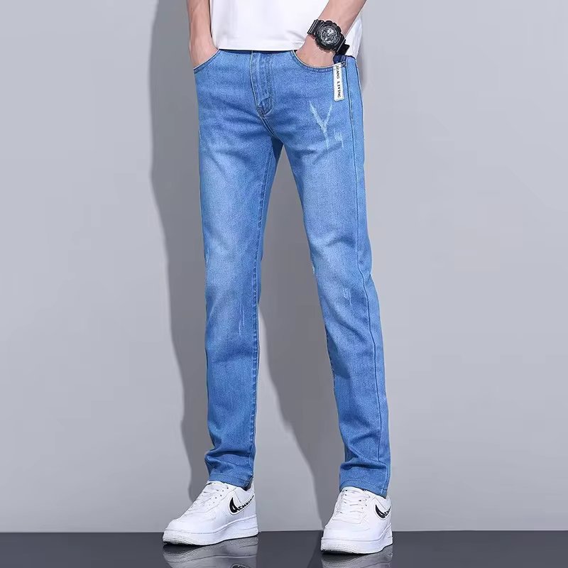 Trend In Spring Autumn jeans Men's Strech Denim Washing Slim Fit Gin Fitted Pants Casual Denim Pants DN0613