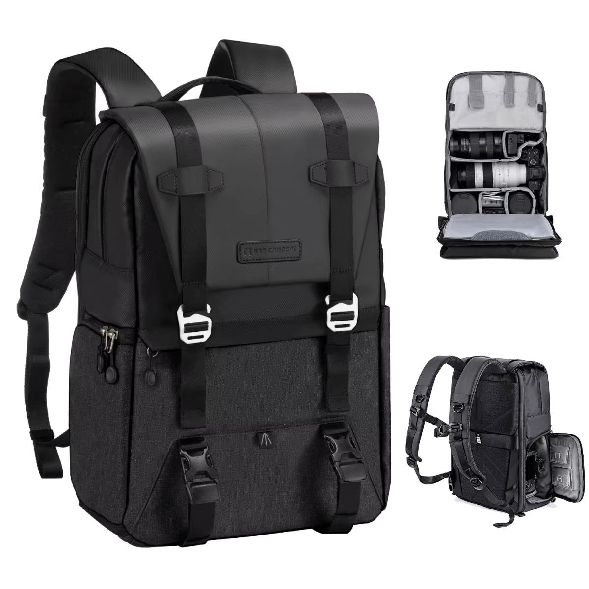 K&F Concept 20L Camera Backpack Large Capacity Lightweight Outdoor Travel Photography Bags with Rain Cover for 15.6 Inch Laptop
