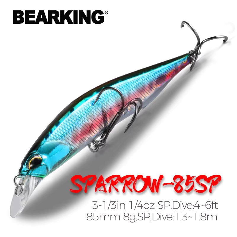BEARKING 85mm 8g  hot model fishing lures hard bait 14color for choose minnow quality professional minnow depth1.3-1.8m