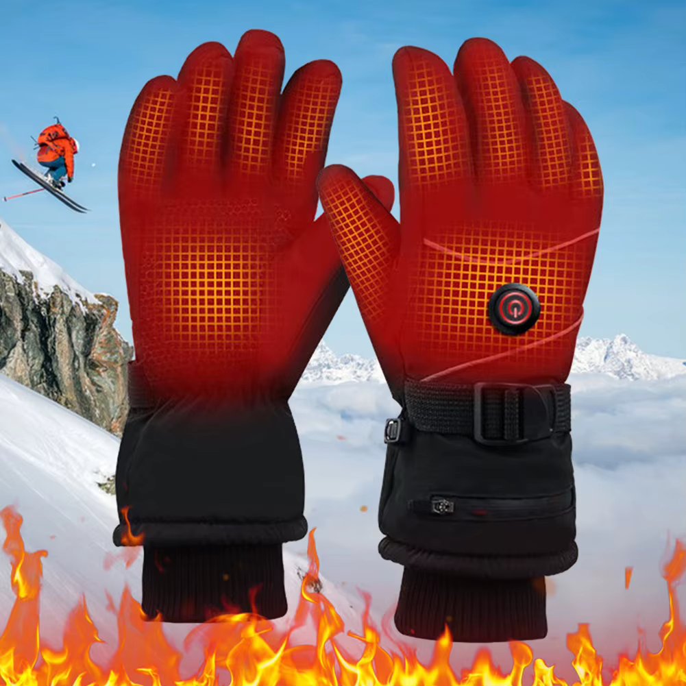 USB Rechargeable Electric Heated Gloves Waterproof Touchscreen Thermal Gloves Heated Motorcycle Bicycle Ski Warm Gloves