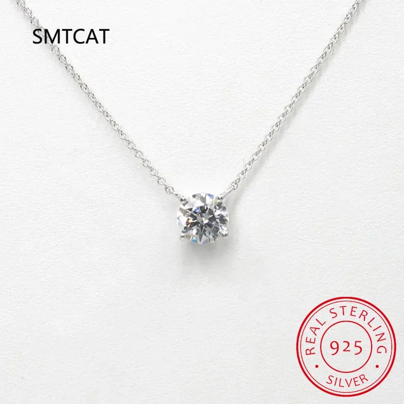 1CT 2CT 3CT Moissanite Pendant Necklace For Women Original 925 Silver Chains Solitaire Drop Necklaces Bridal Fine Jewelry