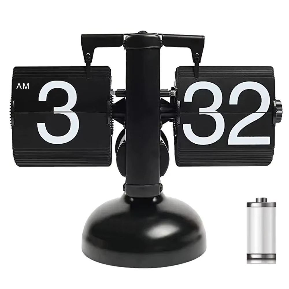 Mordern Style Flip Clock Turning Page Time for Home Desktop Decoration with Full of Sense of Technology. A Battery Included
