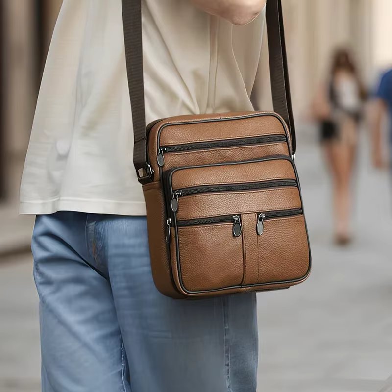 High Quality Leather Crossbody Shoulder Bag with Adjustable Strap & Large Capacity
