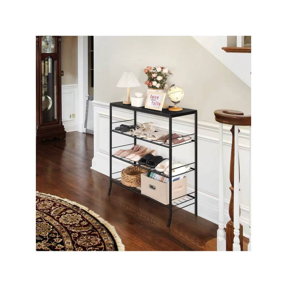 Entryway Shoe Rack,Shoe Rack For Closet 4-Tier Grid Shoe Rack,Shoe Rack For EntrywayAnd Living Room,Steel Frame,Industrial Style