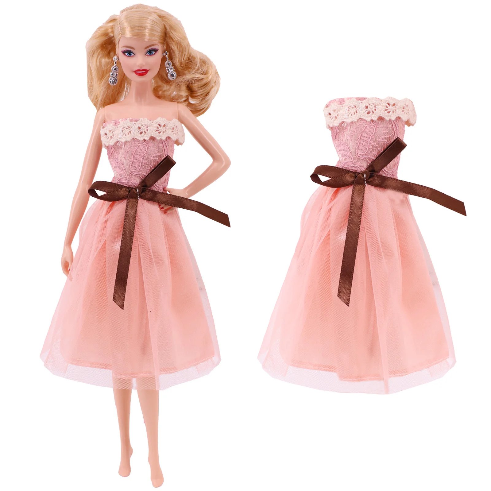 30cm Barbies Doll Clothes Fashion Off-shoulder Bow Evening Dress Princess Skirt Sequin Skirt For 11.5Inch Girl Doll,BJD&Blyth,AG