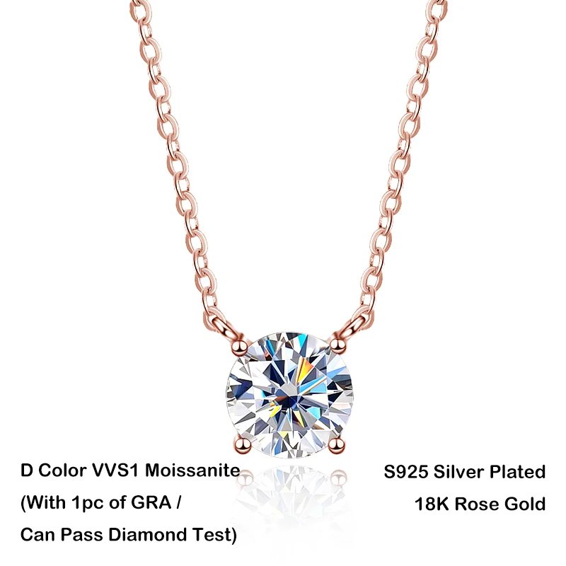 EWYA Luxury 1/2/3/5CT Real D Color Moissanite Pendant Necklace For Women Men 925 Silver Plated 18K Bridal Neck Fine Jewelry Gift
