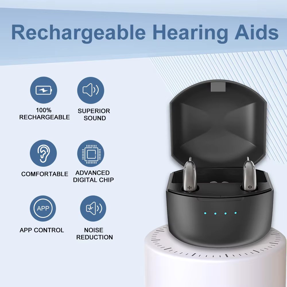 Rechargeable Digital BTE Hearing Aid Adjustable Volume Deaf Mini Sound Amplifier Portable Elderly Hearing Amplifier