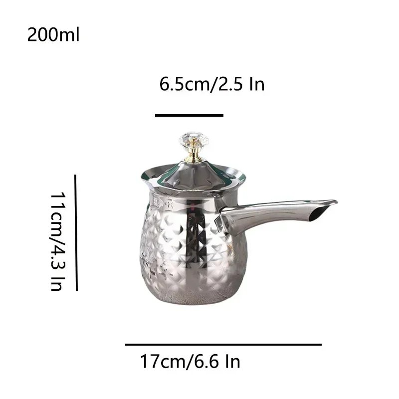 1pcs Turkish Coffee Pot Stainless Steel Container Coffee Pots Milk Frothing Pitcher Greek Dubai Milk Coffee Warmer Cezve Ibrik