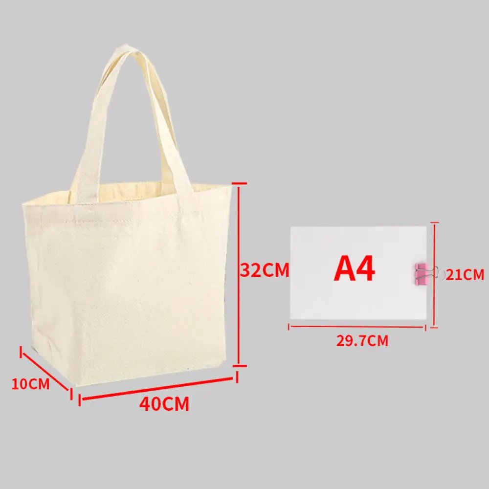 Reusable Foldable Shoulder Handbag Eco-Friendly Women Ladies Large Cotton Fabric Canvas Tote Bag For Market Shopping Bags Blank