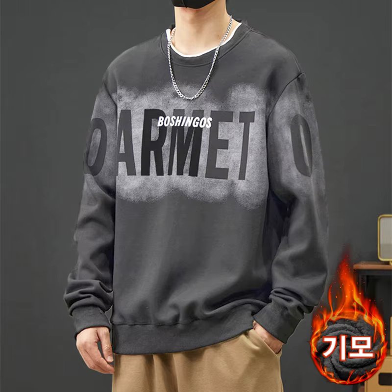 Tland in winter men's letter-to-man-to-man overfits big size casual vintage round long-sleeved T-shirt TS3207