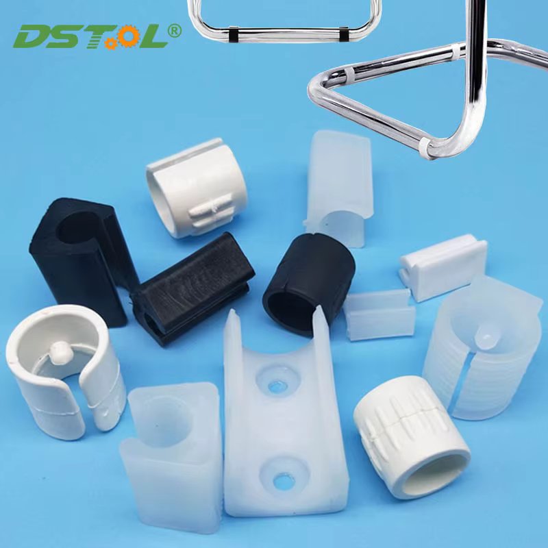 4Pcs Plastic Chair Leg Pad Damper Stool Anti-Front Tilt Pipe Clamp White/Black U Shaped Floor Glides Tubing Caps Tube Rear Pad