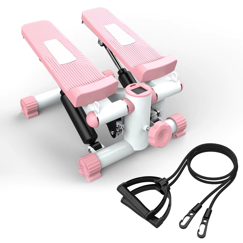 Mini stepper for sports, stepper with resistance band, stepper with 300LBS load, hydraulic fitness stepper with LCD display