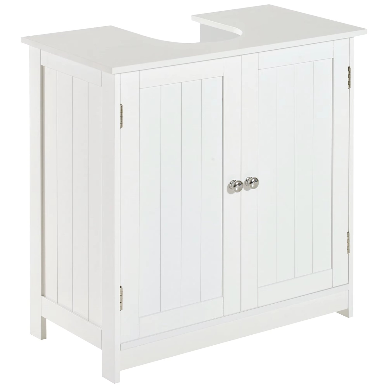 HOMCOM Armario para debajo del Lavabo o Fregadero tipo Gabinete de Almacenaje de Madera Blanca 60x30x60cm