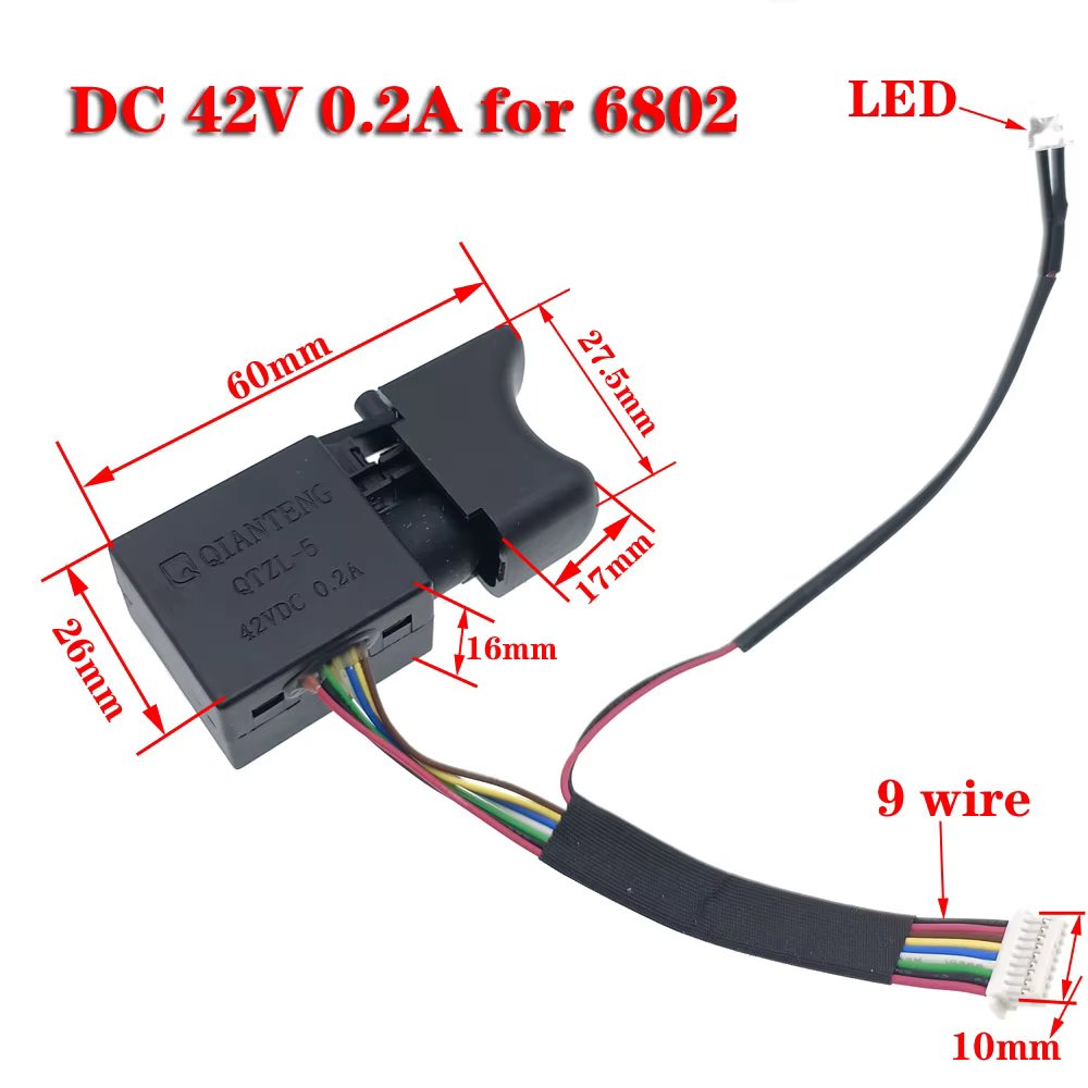 36V 42V Electric Wrench Accessories Drill Switch Adjustable Cordless Drill Trigger Switch Drill Speed Switch For 6802/2106/169