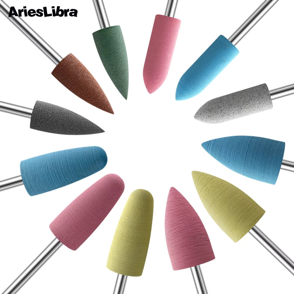 AriesLibra Rubber Nail Drill Bits 28 Types Milling Cutter Silicone Polishing Buffer Electric Nail Files Nails Art Tools
