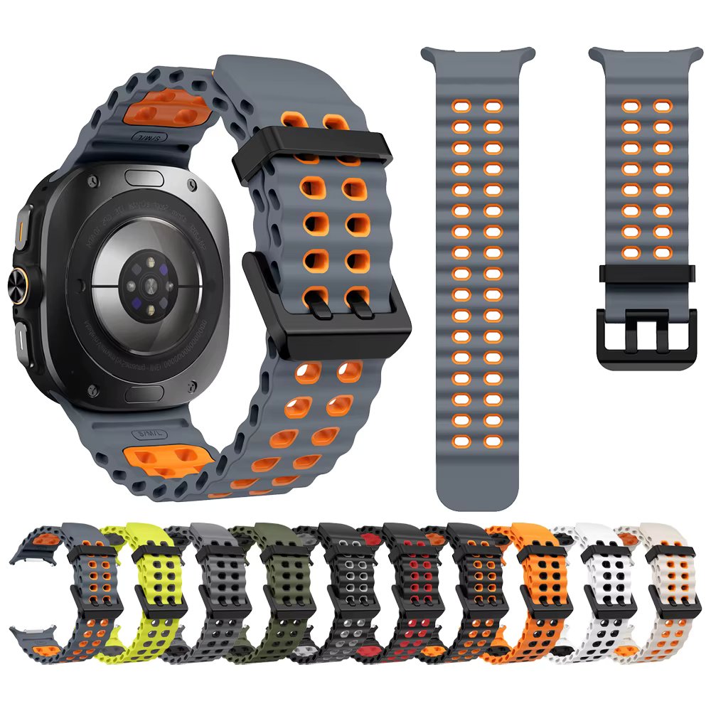 Marine Band For Galaxy Watch Ultra Two-Tone Sports Silicone Strap For Samsung Galaxy Watch Ultra 47mm Watchband Bracelet