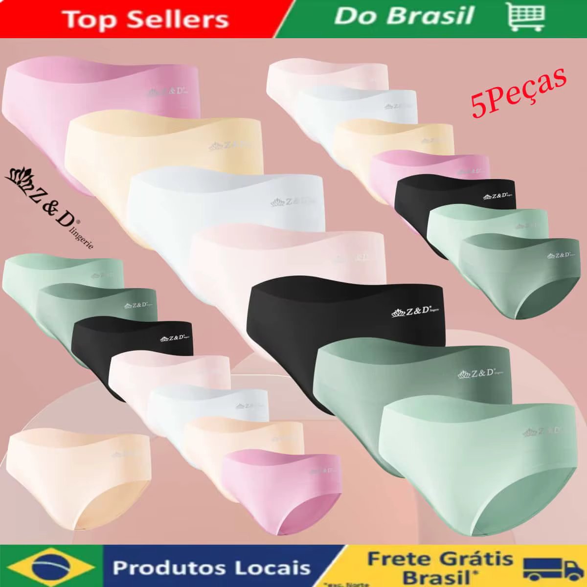 Kit5 PCs Z & D Lingerie Seamless Panty Waist 5cm 558