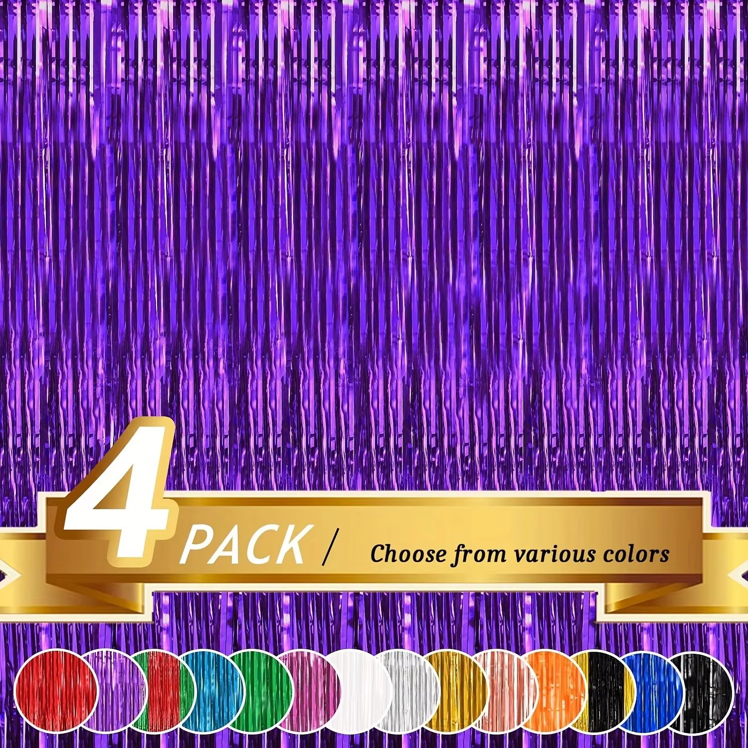 4pack Purple Tassel Background Decoration Set Metallic Foil Tassel Curtain Background Suitable for wedding engagement birthday a
