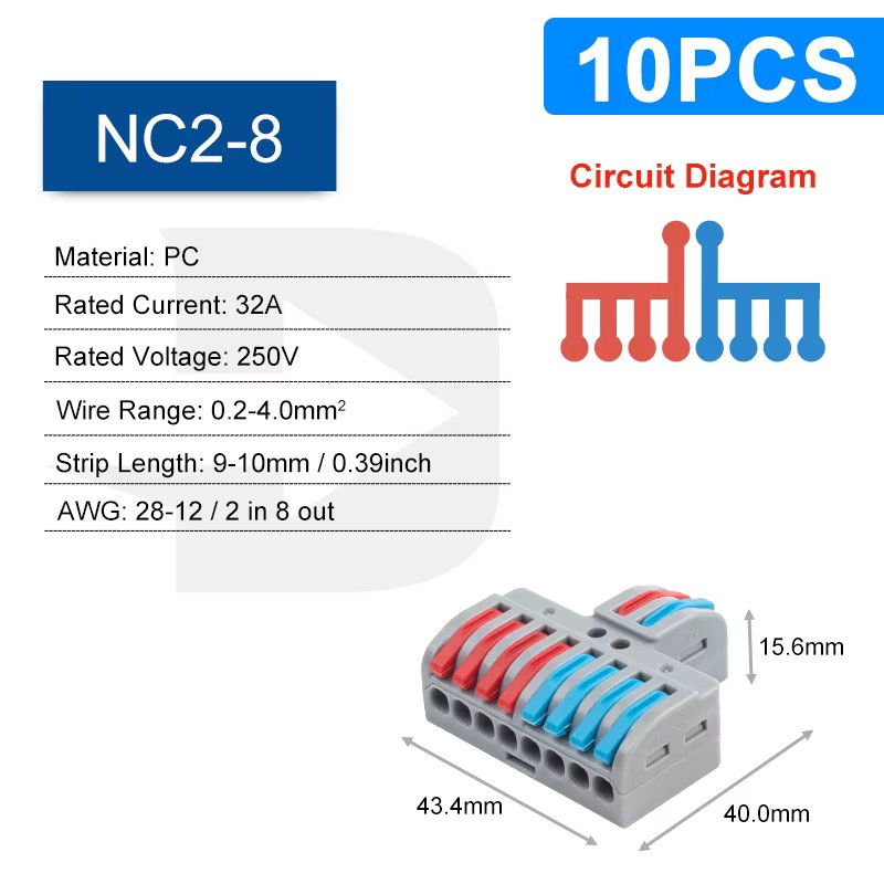10PCS NC-2-8