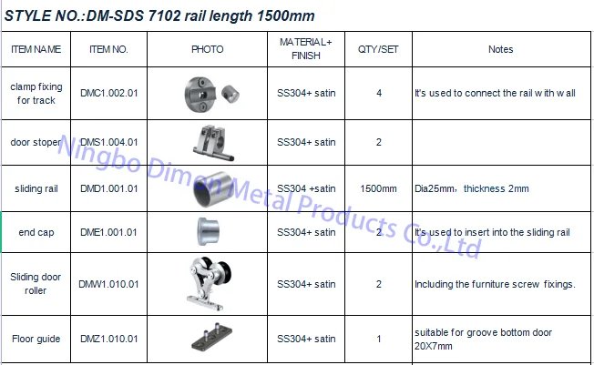 Dimon Customized High Quality SUS 304 Sliding Wooden Door Hardware DM-SDS 7102