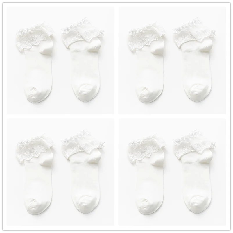 4 beige lace socks