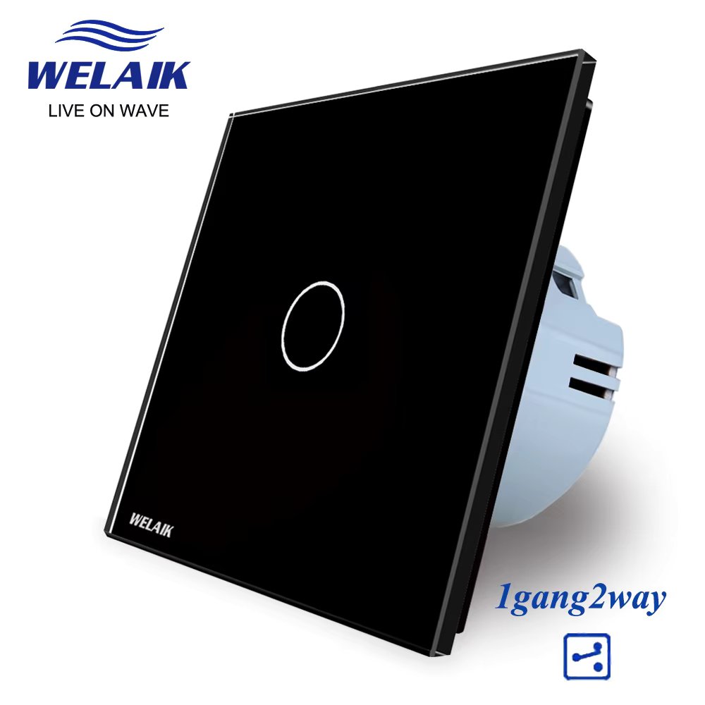 WELAIK EU Stairs Cross Wall Touch Switch 1Gang 2Way 3Way Through Wall Switch Intermediate Aisle Switch Glass Panel Light Switch
