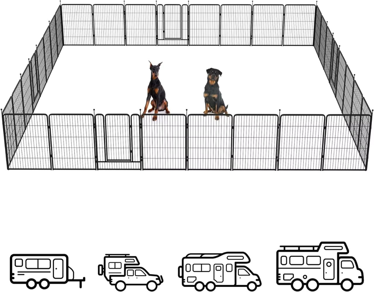 Instant Dog Playpen Designed for RV Trips 40" Height for Large Dogs Patented  Dog Fence Sturdy Construction