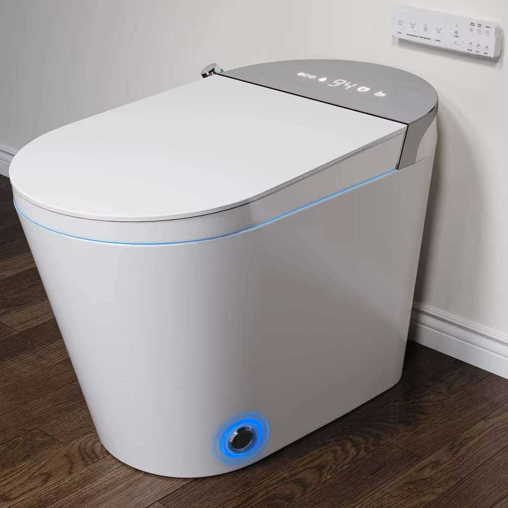 Smart Toilet with Bidet Built in, Auto Open & Close, Foot Sensing Bidet Toilet Combo with Auto Flush,Elongated Heated Bidet Seat