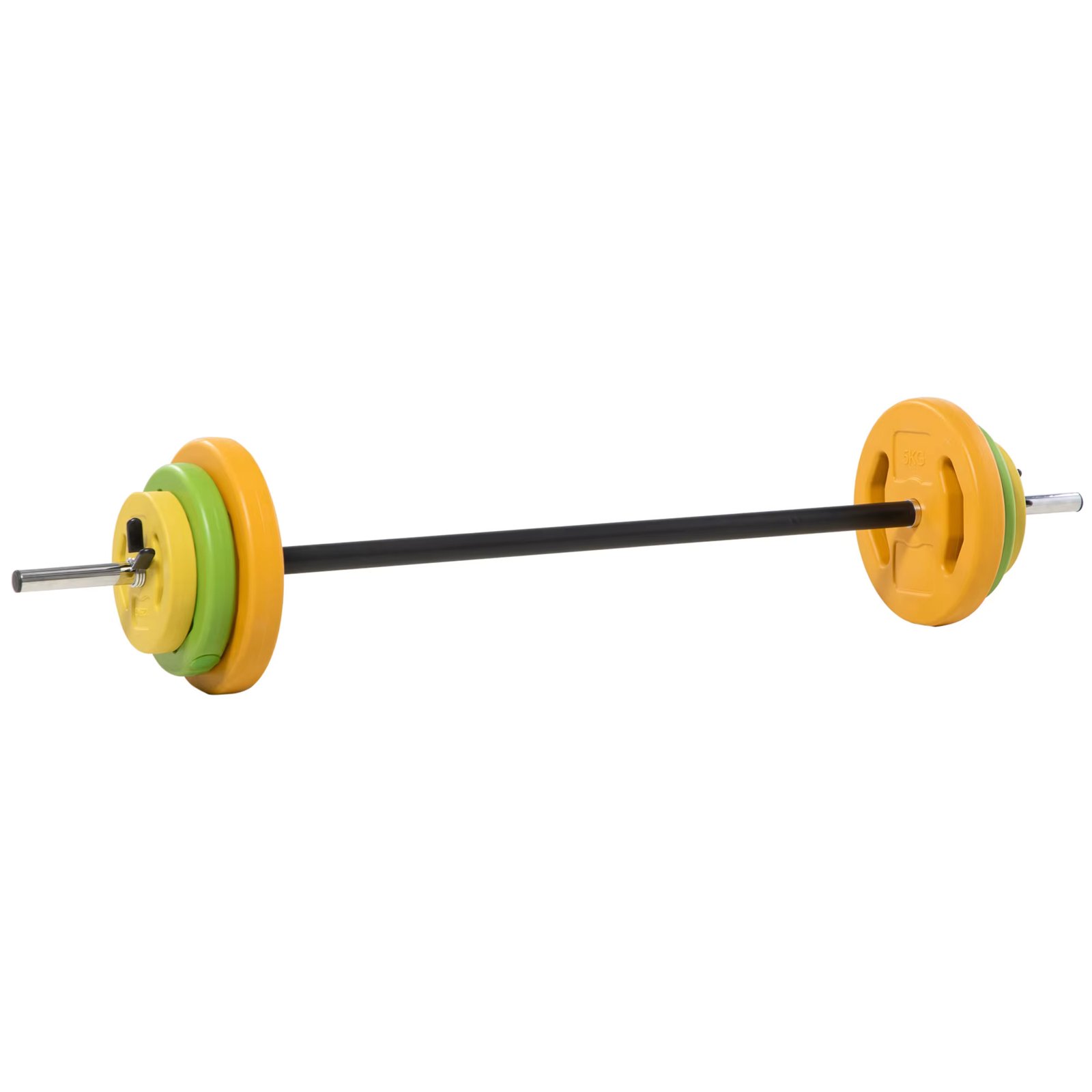 HOMCOM weight bar weight 6 discs weight 1,5kg 2,5kg 5 kg interchangeable for training strength and arms in 130x28 cm home gym