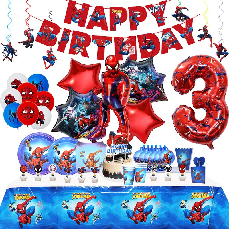 SpiderMan Birthday Party Decoration New Pattern Number Balloon For Kid Event Supplies Banner Backdrop Children Gift