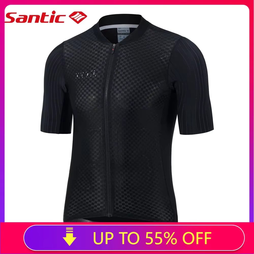 Santic Men Cycling Jersey MTB Short Sleeve Competitive Edition Road Cycling Jersey Soft Wicking Tops M2C02229H