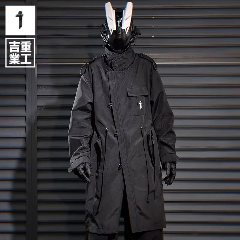 11 BYBB'S DARK Men Tactical Trench Jacket 2024 Autumn Long Coats Windbreaker Mens Loose Punk Functional Long Jackets Techwear