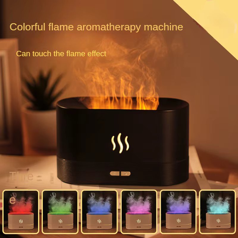 Simulated Rainbow Flame Aromatherapy Humidifier,Ultrasonic Atomization Fragrance,USB Charging,Bedroom LED Nightlight