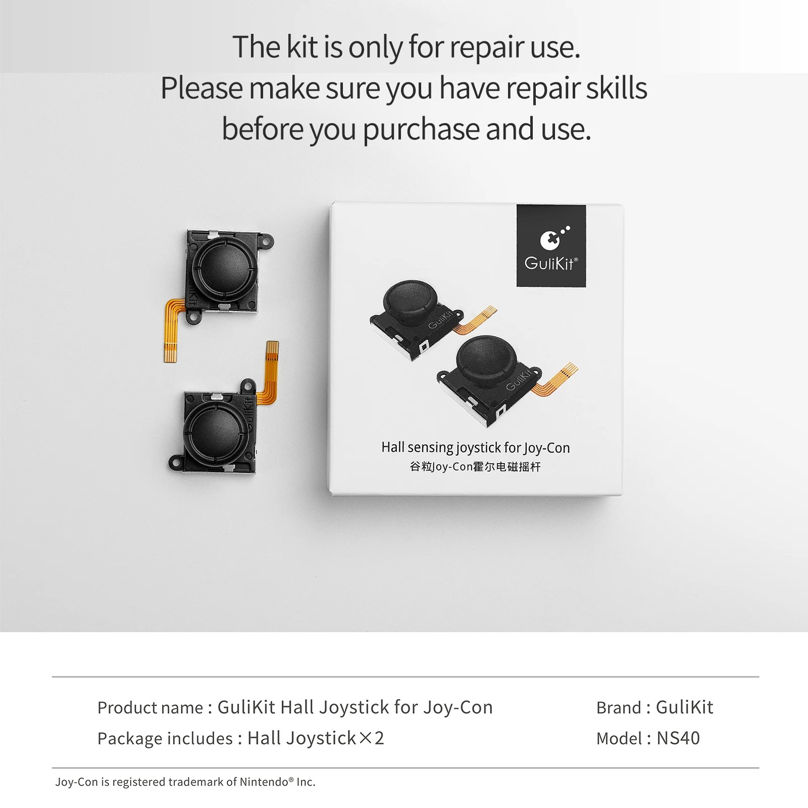 Gulikit NS40 Hall Sensing Joystick for JoyCon Replacement No Drifting Electromagnetic Stick for Nintendo Swicth NS OLED Repair