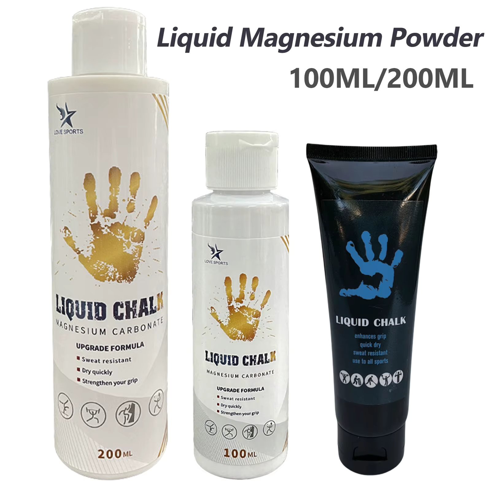 100/200ml Liquid Chalk Sports Magnesium Powder Fitness Weight Lifting Anti Slip Cream Grip Weight Lifting Climbing Gym Sports