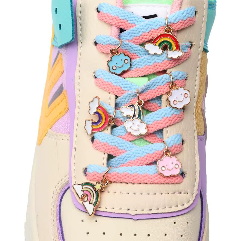 Fashion Rainbow Shoe Charms Sneakers Laces Charms Girl Gift Shoe Decoration DIY Metal Shoelaces Buckles Shoes Accesories