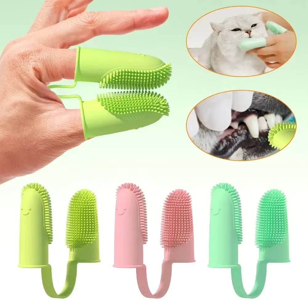 Dog Toothbrush, Cleaning Finger Toothbrush for Dogs, Food Grade Silicone Dog Finger Toothbrush for Dogs & Cats Dental Care ﻿