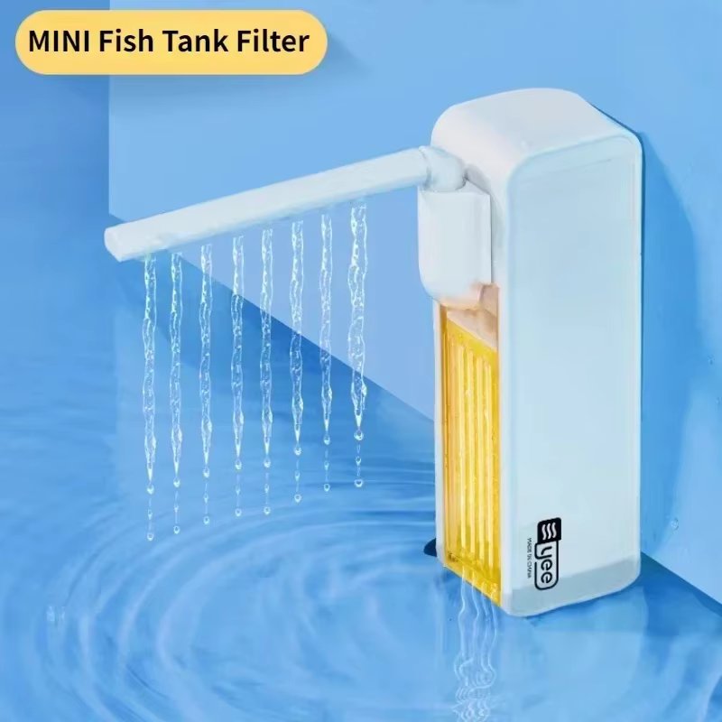 Sponge Filter 3-IN-1 Mini Aquarium Filter Water Circulation Waterfall Fish Tank Filter Silent Built-in Small Tank Water Pump