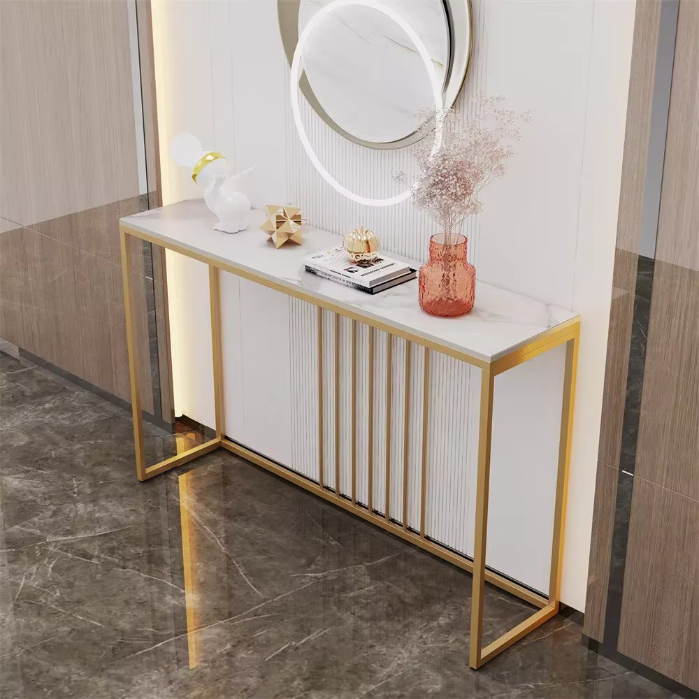 LUVODI Console Table for Entryway Minimalistic Living Room Furniture Sofa Side Table with Strong Metal Stand