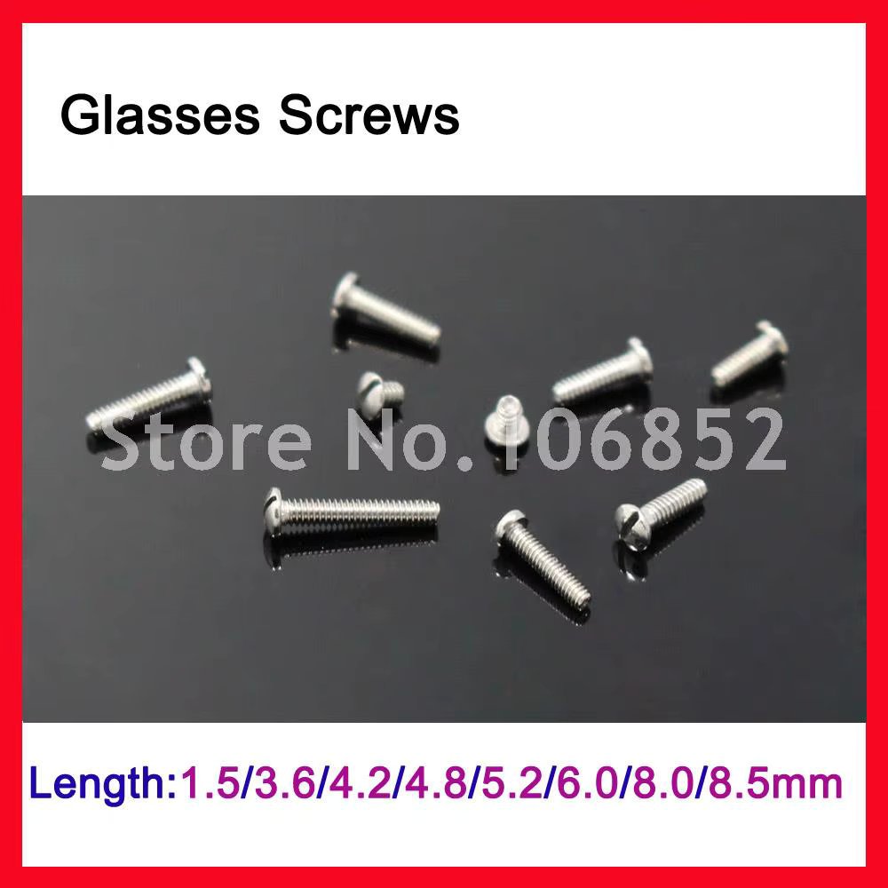 200pcs Size 2.5x1.4x1.5-8.5mm Eyeglasses Glasses Hinge Screws Slotted Head