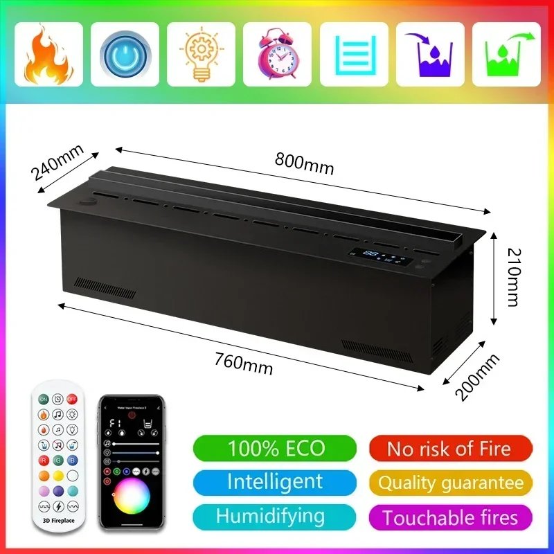 3D Atomized Fireplace With Colorful Steam Flame ECO Decorative Customized Mist Intelligent Indoor Electric Water Vapor Fireplace