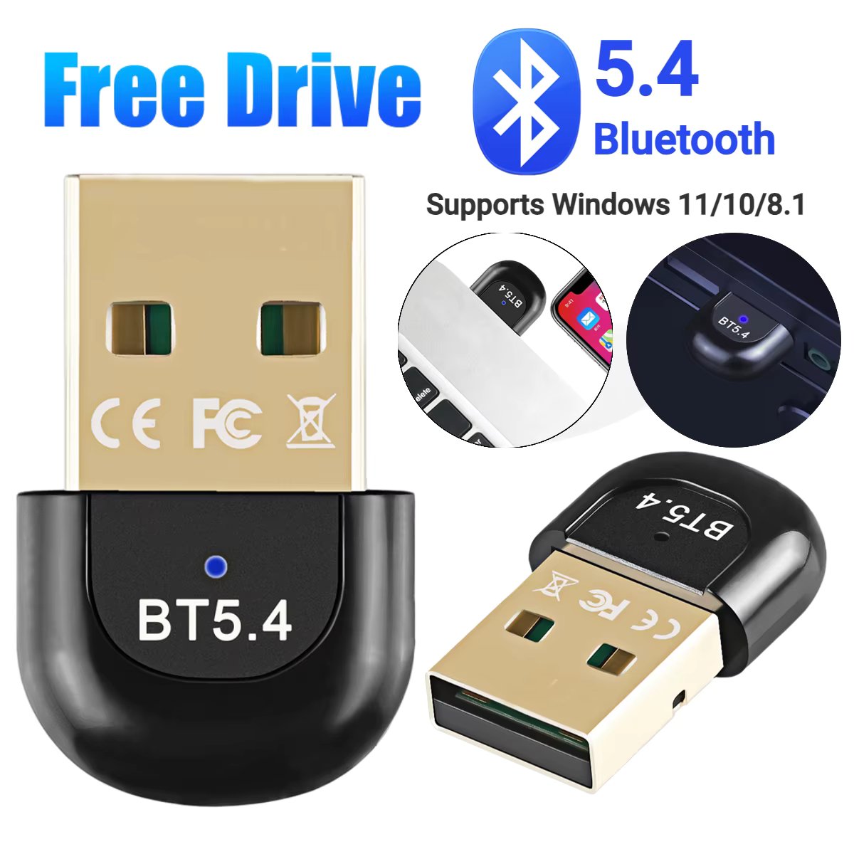 Bluetooth Adapter for PC USB Bluetooth 5.4 Dongle Bluetooth Receiver for Speaker Wireless Mouse Keyboard Music Audio Transmitter