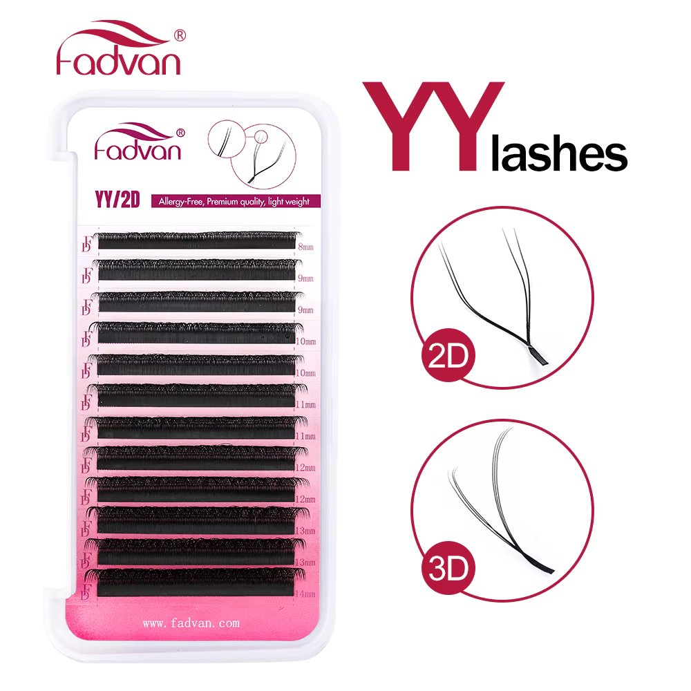 FADVAN YY Shape Lashes Faux Mink C/D/DD/L/LU 8-15mm Fox Eye Natural Soft Brazilian Eyelash Premade Volume Fan Lashes Extension