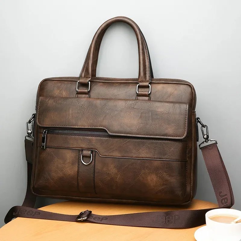 Men Oil Waxy Leather Antique Design Black Business Briefcase 16" Laptop Document Case Attache Messenger Bag Tote Portfolio