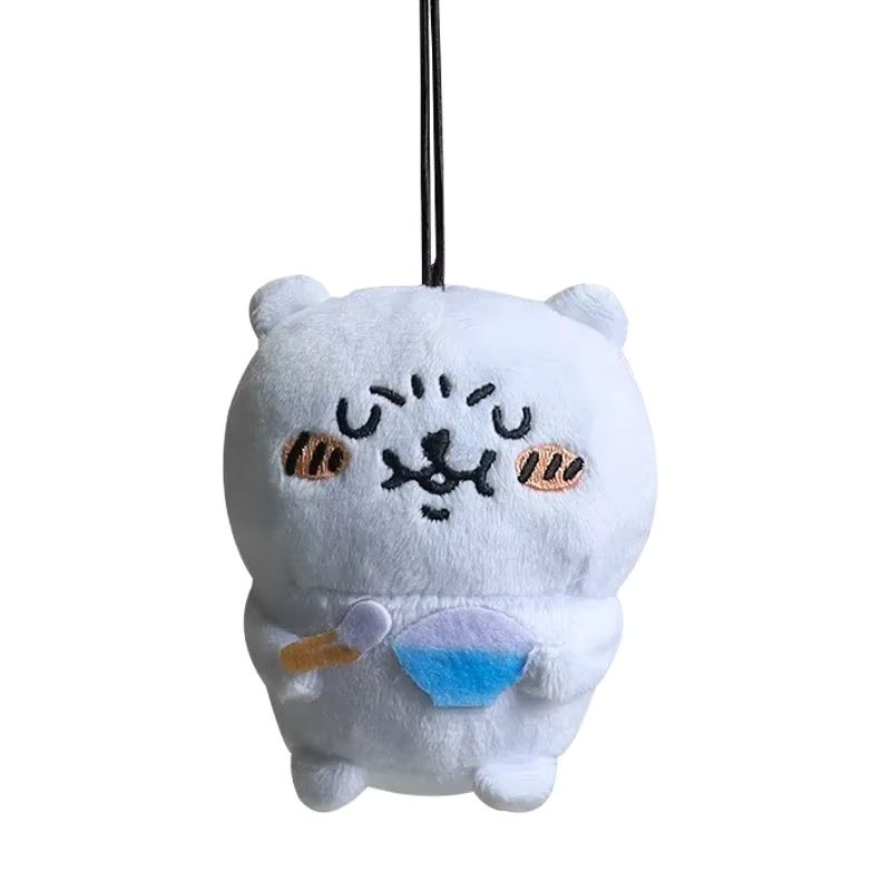 Japanese cute self-deprecating bear white bear bag pendant Jiyikawa doll plush doll cartoon keychain pendant birthday gift