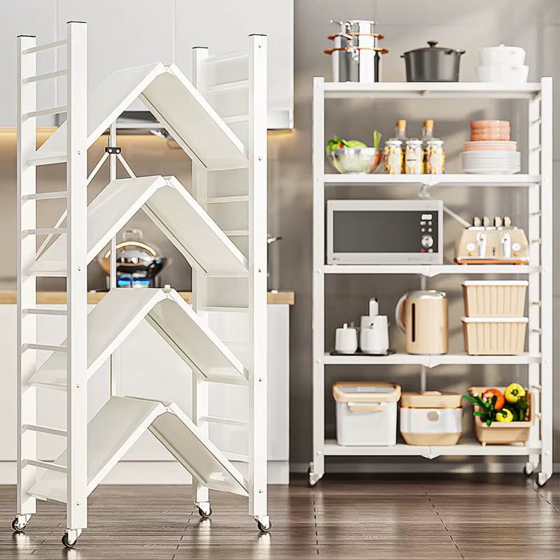 Folding removable large iron frame storage multi-functional living room rack multi-layer bookshelf display kitchen storage rack