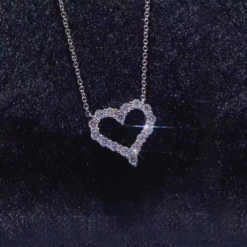 IOGOU Heart Shape Moissanite Diamond Pendant Solid Sterling Silver 925 Necklace High Quality Wholesale Jewelry Engagement Gift