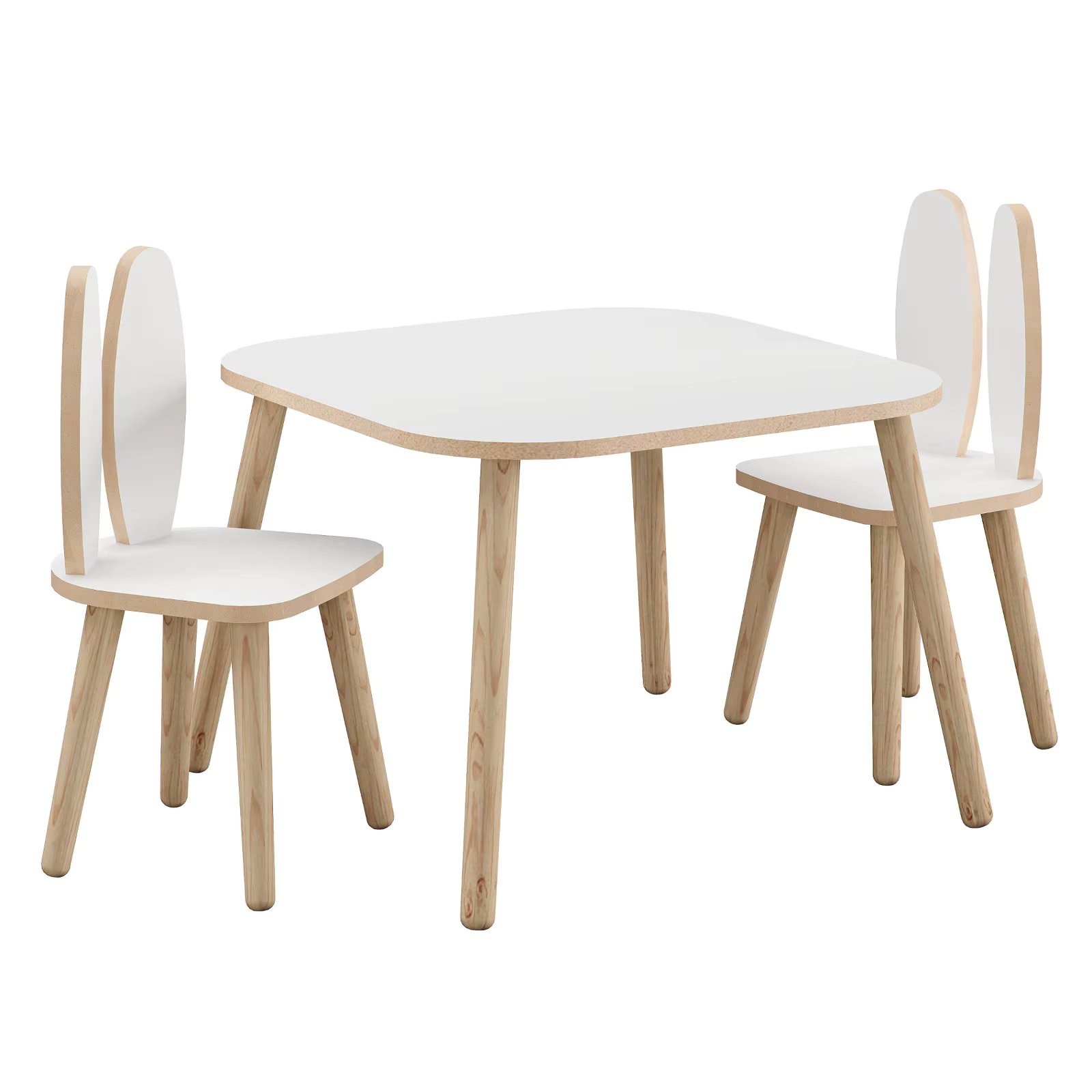 MESA COM 2 CADEIRA MODELO COELHO - BRANCO