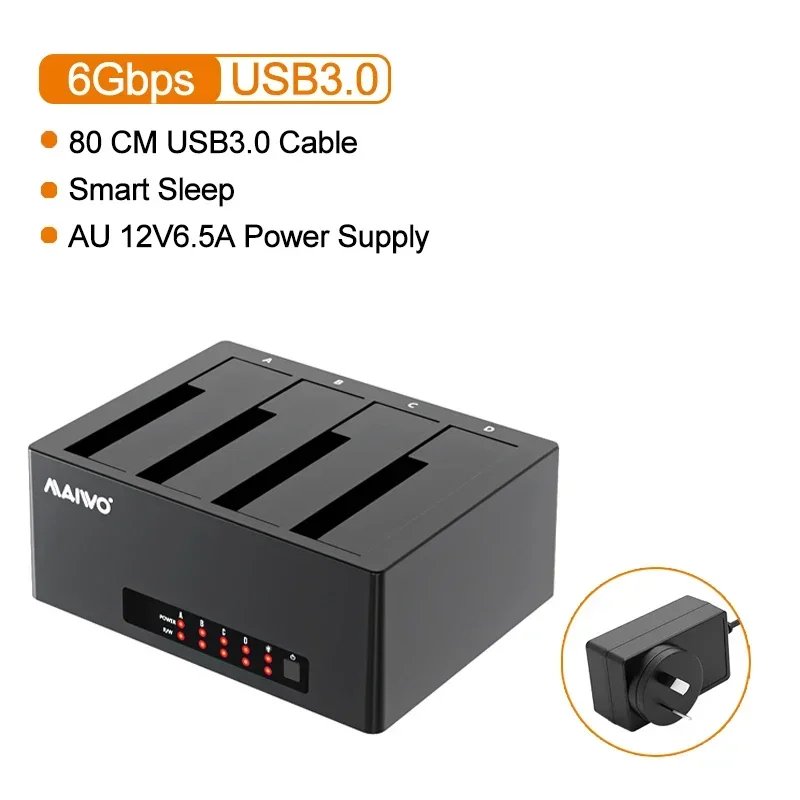 MAIWO HDD Docking Station 4 Bay SATA To USB 3.0 Adapter for 2.5/3.5 Inch SSD Disk Case HDD Box Dock Hard SATA Drive Enclosure